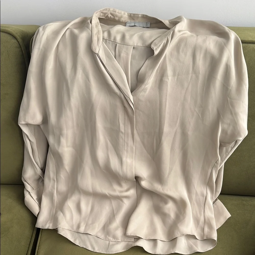 Vince Cream Dolman Sleeve Blouse with Mandarin Collar - Picture 1 of 1
